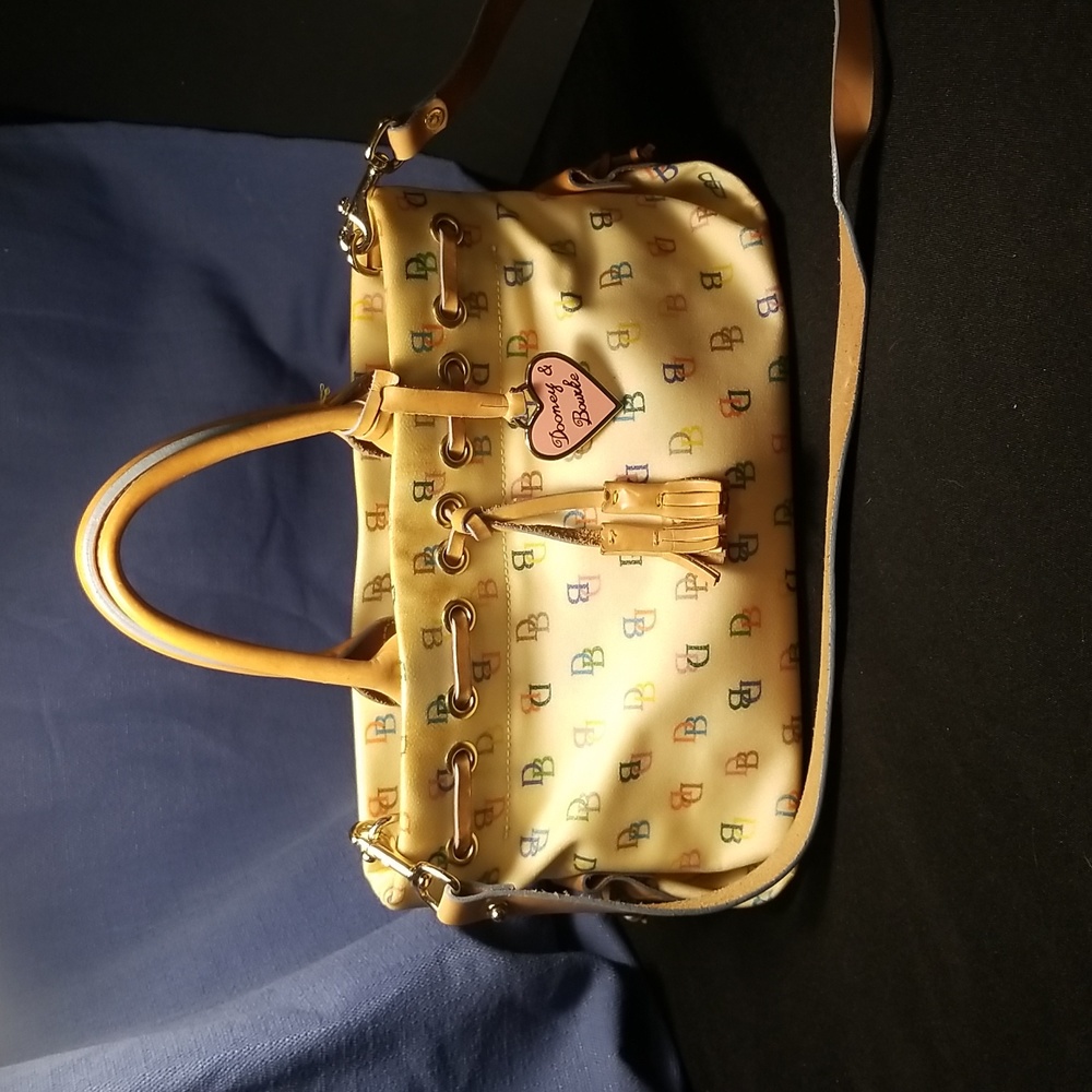 DOONEY & BOURKE Rainbow Zipper Monogram Logo Leather Tote Crossbody Shoulder Bag